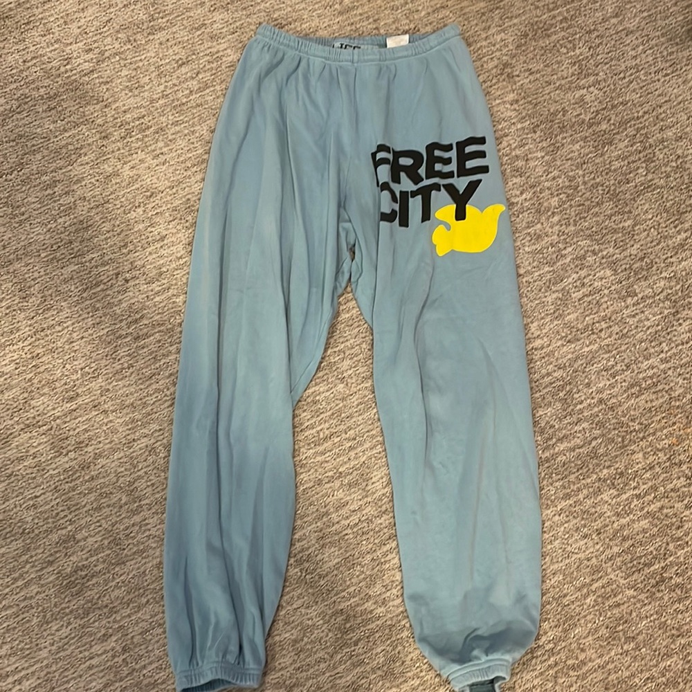 Free city blue and yellow sweat pants size S